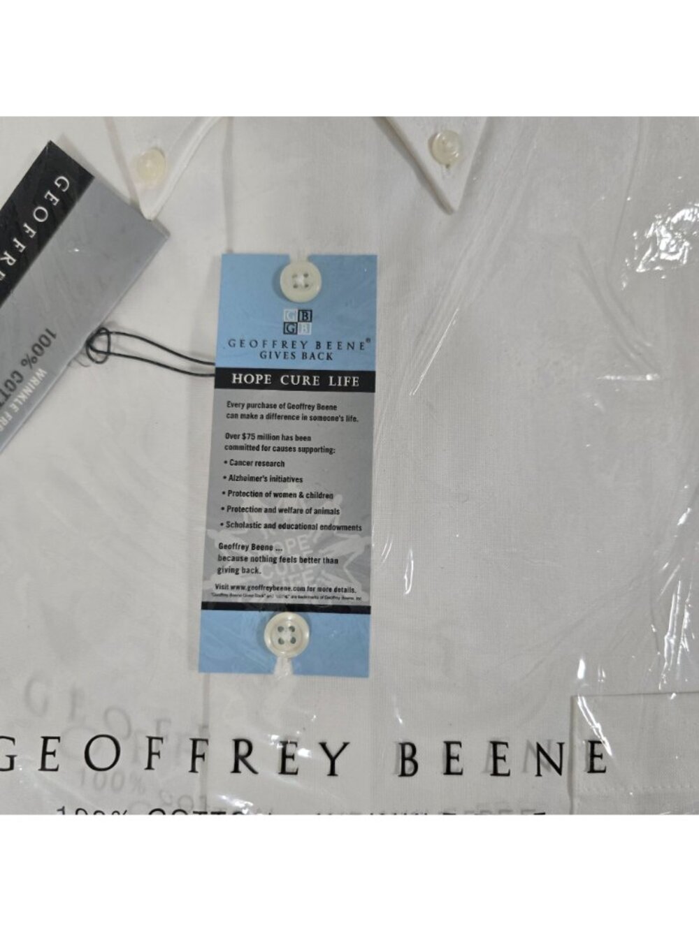 Geoffrey Beene 100% Cotton Wrinkle-Free Pinpoint Oxford White Dress Shirt Large - Picture 7 of 7